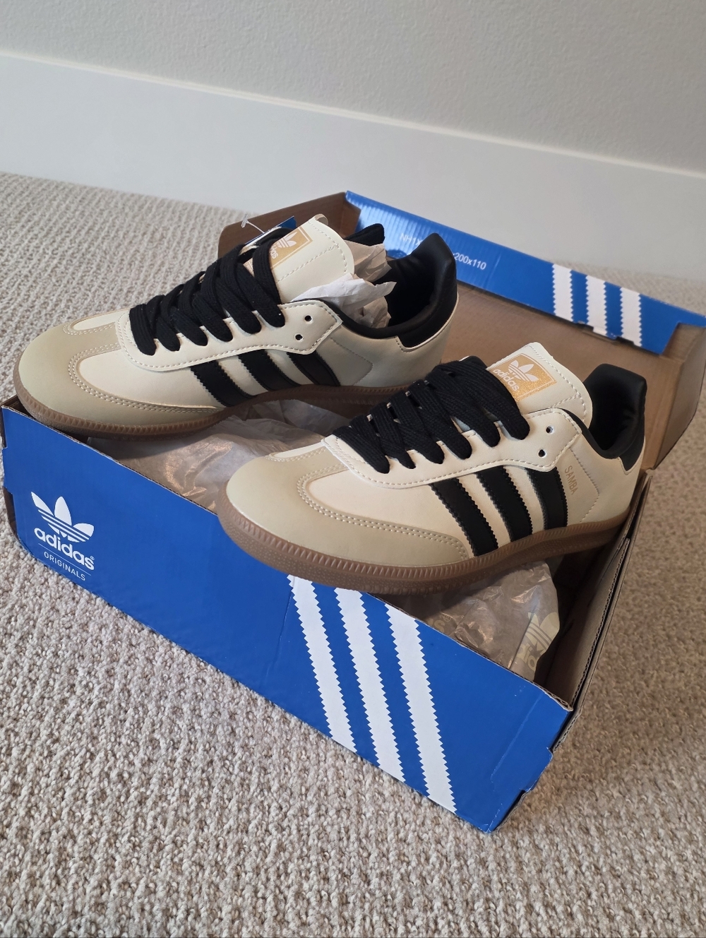 Adidas Samba Classic Sneakers - Beige with Black Stripes